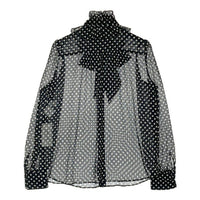 LOULOU WILLOUGHBY ルルウイルビー 212020-13 長袖ボウタイブラウス ドット ブラック size02 瑞穂店