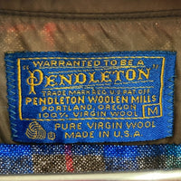 PENDLETON ペンドルトン 70's USA製 ウールシャツ エルボーパッチ ブルー×グリーン sizeM 瑞穂店