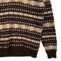 Jamieson's ジャミーソンズ フェアアイル柄 Vネック ウールセーター ブラウン Size S 福生店