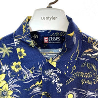 CHAPS RALPH LAUREN チャップス ラルフローレン レーヨン リネン オープンカラーシャツ ネイビー 半袖 アロハ Size L 瑞穂店