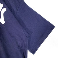 90's majestic マジェスティック Newyork Yankees ニューヨークヤンキース チームロゴ プリント #7 半袖 Tシャツ ネイビー USA製 Size L相当 福生店
