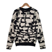 NIKE ナイキ 総柄 クルーネックニットセーター ブラック ホワイト ナイロン ポリエステル DD6628-010 Size M 福生店