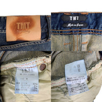 TMT ティーエムティー 20AW HYBRID-STRETCH DENIM 5P FRONT POINT CROPPED TAPERED ハイブリッドストレッチデニム ジーンズ スリム アンクル インディゴ USED/ダメージ加工 TPT-F2003 Size M 福生店
