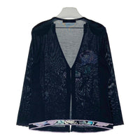 LEONARD レオナール シルク ビーズ ラインストーン カーディガン ネイビー sizeLL 瑞穂店