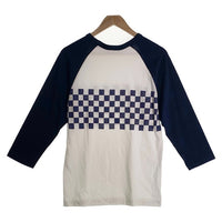 CORE FIGHTER コアファイター ラグランスリーブ 七分袖カットソー チェッカーフラッグ ホワイト ネイビー Size M 福生店
