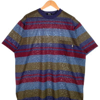 80's STUSSY ステューシー マルチボーダー ポケットTシャツ ネイビー USA製 黒タグ Size XL 福生店