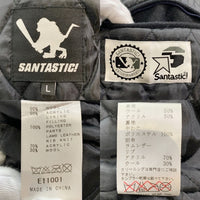 SANTASTIC! サンタスティック ウール アクリル 袖レザー バーシティジャケット スタジャン ブラック クリーム Size L 福生店
