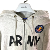 Champion チャンピオン 青刺繍タグ USA製 リバースウィーブ ARMY ワッペン フルジップパーカー グレー sizeL 瑞穂店