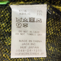 HUF ハフ BLAH KNIT CARDIGAN ニットカーディガン ブラックxイエロー sizeM 瑞穂店