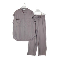 chignon シニヨン 1111-460nd ポケット付き加工シャツ パンツ セットアップ パープルグレー sizeF 瑞穂店
