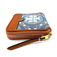 Tory Burch トリーバーチ 二つ折り財布 ラウンドジップ デニム調 ブルー系 瑞穂店