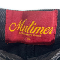 Mutimer ペンキ加工 ブラックデニム ワイドパンツ 裾カットオフ Size 32 福生店