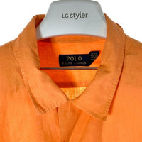 POLO RALPH LAUREN ポロラルフローレン リネンシルク 半袖 オープンカラーシャツ サーモンピンク sizeXXL 瑞穂店