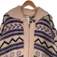 ATRCTR アトラクタ Hand knit zip cardigan ハンド ニット ジップ カーディガン ウール クリーム パープル Size 2 福生店