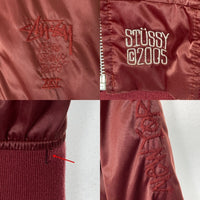 STUSSY ステューシー 2005年 25周年記念 ワールドツアー刺繍 スカジャン ボルドー sizeM 瑞穂店