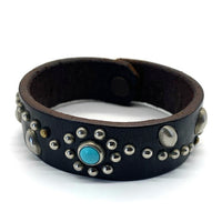 HTC エイチティーシー フラワースタッズ レザーブレスレット ブラウン Size 腕周り約18cm 福生店