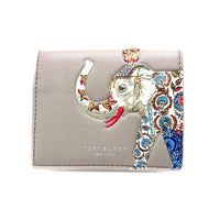 TORY BURCH トリーバーチ 二つ折り財布 像刺繡 グレー 瑞穂店