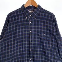 80-90's SEARS シアーズ ボタンダウン フランネルチェックシャツ ブルー Size XL 福生店