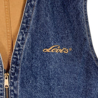 Levi's リーバイス ダック デニム切替 ジップアップ ベスト ブラウン インディゴ カナダ製 Size XL 福生店