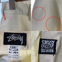 80's STUSSY ステューシー リネン コットン テーパードスラックス アイボリー USA製 黒タグ Size 28 福生店