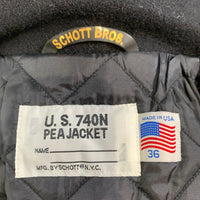 Schott ショット U.S.740N PEA JACKET ウール ピーコート ジャケット ブラック 7658 740US Size 36 福生店