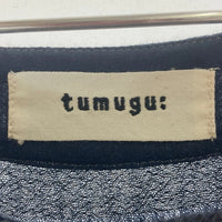 tumugu ツムグ ウールコットン チェック ノースリーブ ワンピース グレー sizeF 瑞穂店