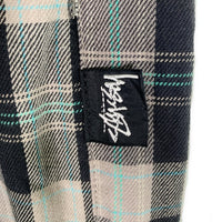 80's STUSSY ステューシー コットン チェック柄 1タックスラックス パンツ ブラック グレー USA製 黒タグ Size 32 福生店