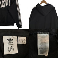 adidas アディダス Korn コーン HOODIE スリーストライプ プルオーバースウェットパーカー ブラック IN9102 Size JP XS 福生店