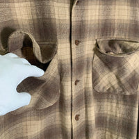 70's PENDLETON ペンドルトン Board Shirts ボードシャツ オンブレチェック ウール ベージュ ブラウン シャドー USA製 Size XL 福生店