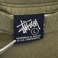 STUSSY ステューシー ワールドツアー 前面プリント Tシャツ カーキ sizeL 瑞穂店