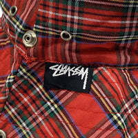 80-90's STUSSY ステューシー チェックロールアップハット スナップボタン レッド USA製 黒タグ Size L 福生店