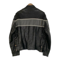 HOT LEATHERS ホットレザー スタンドカラー レザーシングルライダースジャケット ブラック グレー ライナー無 Size 44 福生店