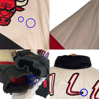 90's NBA CHICAGO BULLS シカゴ・ブルズ PRO PLAYER 中綿 ジャケット スタジャン ホワイト ブラック レッド Size XL 福生店