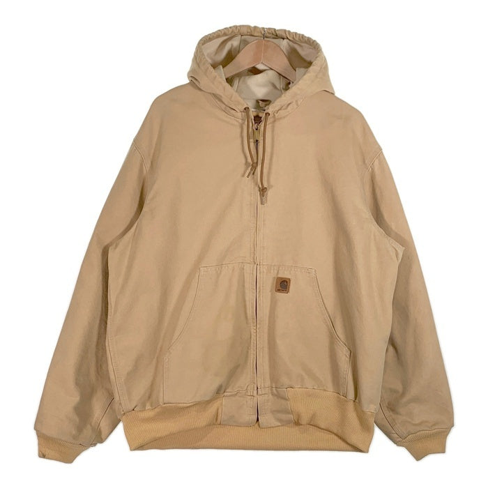 90-00's Carhartt カーハート アクティブジャケット ダック地 フード ベージュ J156 WET メキシコ製 Size XL-R 福生店