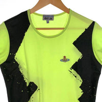 Vivienne Westwood MAN ヴィヴィアンウエストウッドマン オーブ刺繡 プリントTシャツ フレンチスリーブ 蛍光イエロー Size M 福生店