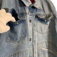 70's~ J.C.Penney ジェイシーペニー Super Denim デニムジャケット 赤キルティングライナー ライトブルー 短丈 Size L 相当 福生店