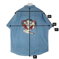 Betty Boop ベティーブープ スパンコール デニム半袖シャツ ブルー sizeXL 瑞穂店