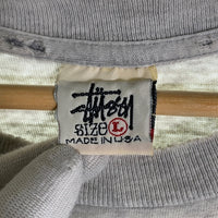 90's STUSSY ステューシー 王冠Sロゴプリント Tシャツ グレー USA製 白タグ Size L 福生店