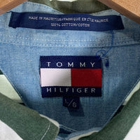 TOMMY HILFIGER トミーヒルフィガー ストライプ ボタンダウンシャツ ホワイト グリーン Size L 福生店