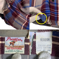 80‘s Prentiss Outdoors プレンティスアウトドアーズ Flannel L/S Shirts フランネルシャツ 長袖 ブルー グレー USA製 Size M 福生店