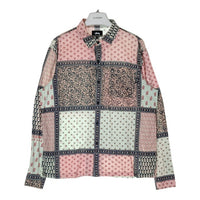 STUSSY ステューシー バンダナ柄 長袖シャツ ピンク×ブラウン sizeM 瑞穂店