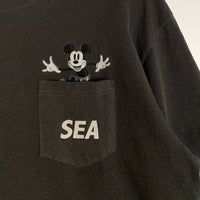WIND AND SEA ウィンダンシー MICKEY MOUSE POCKET TEE ミッキーマウス ポケットTシャツ チャコールグレー Size XL 福生店
