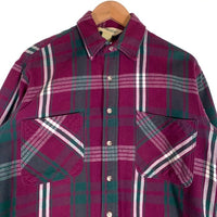 90's ST.JOHN’S BAY セントジョンズベイ チェック フランネルシャツ パープル グリーン USA製 Size M 福生店