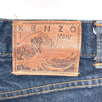KENZO JEANS ケンゾー ジーンズ 北斎タグ ボタンフライ テーパード デニムパンツ インディゴ size79cm-1 瑞穂店