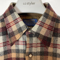 PENDLETON ペンドルトン 70's USA製 ウールシャツ 片ポケット ブラウン×グレー sizeM 瑞穂店