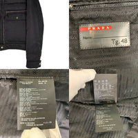 PRADA SPORT プラダスポーツ Leather Yoke Down Jacket レザー ダウンジャケット ブラック SGH163 Size 48 福生店
