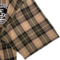 EXAMPLE エグザンプル EX CHECK BIG SILHOUETTE S/S SHIRTS 半袖 チェックシャツ ベージュ Size L 福生店