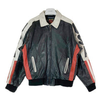 HOT LEATHERS ホットレザー USAワッペン 星条旗 シングル ライダースジャケット ブラック sizeL 瑞穂店