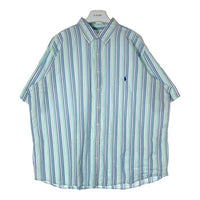 RALPH LAUREN ラルフローレン BD チェック ストライプ 半袖シャツ グリーン size2XB 瑞穂店