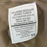 U.S.ARMY 米軍 フリースジャケット ECWCS GEN3 level3 POLARTEC コヨーテ 8415-01-580-1371 USA製 Size XXL 福生店